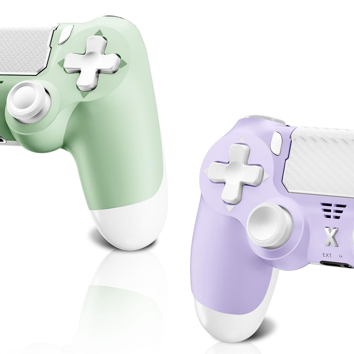 Wireless Controller for PS-4, Game Controller for PS-4/Slim/Pro/PC, Bluetooth Gamepad Joystick with Vibration Touch Panel, Upgraded Six-Axis Sensor, 3.5mm Audio Jack (Light Purple+Light Green)