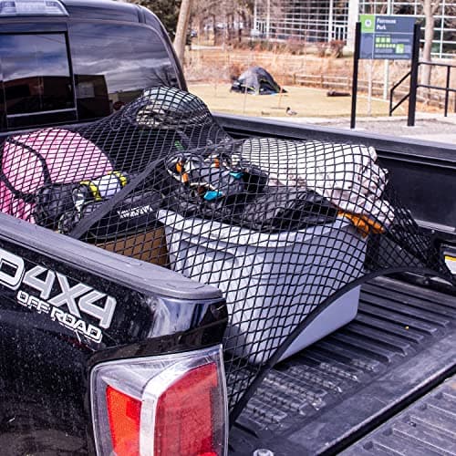 Highly elastic cargo net, simple mesh organizer for truck bed, suitable for daily light truck loads, 4x4ft stretches up to 7x7ft (single layer) — view 2