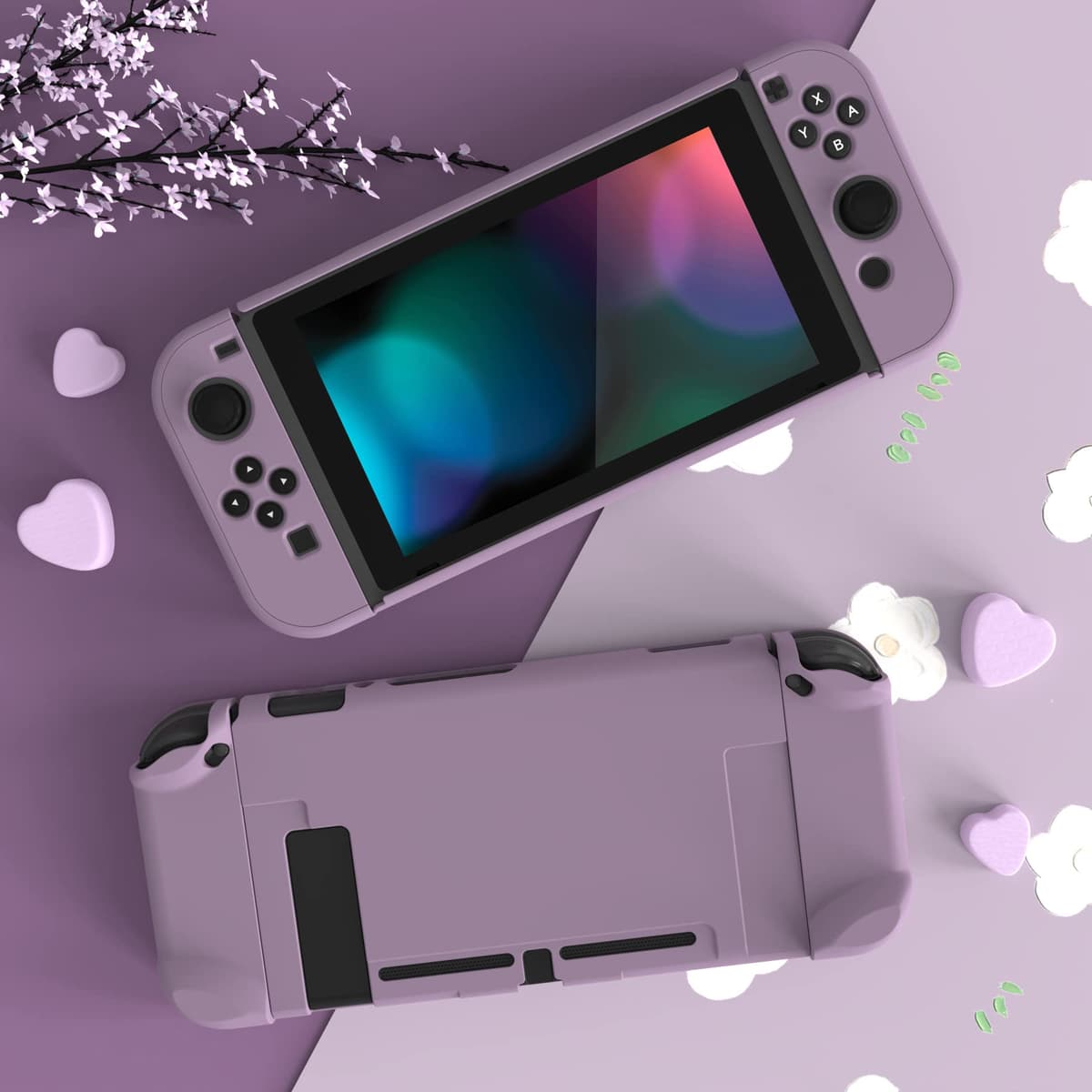 eXtremeRate PlayVital Funda para Nintendo Switch Carcasa Estuche Acoplable Protector Tacto Suave Case de Joycons Protectora Duradera Cover Cáscara para Control Switch Joycon Consola(Violeta Grisáceo) — view 3