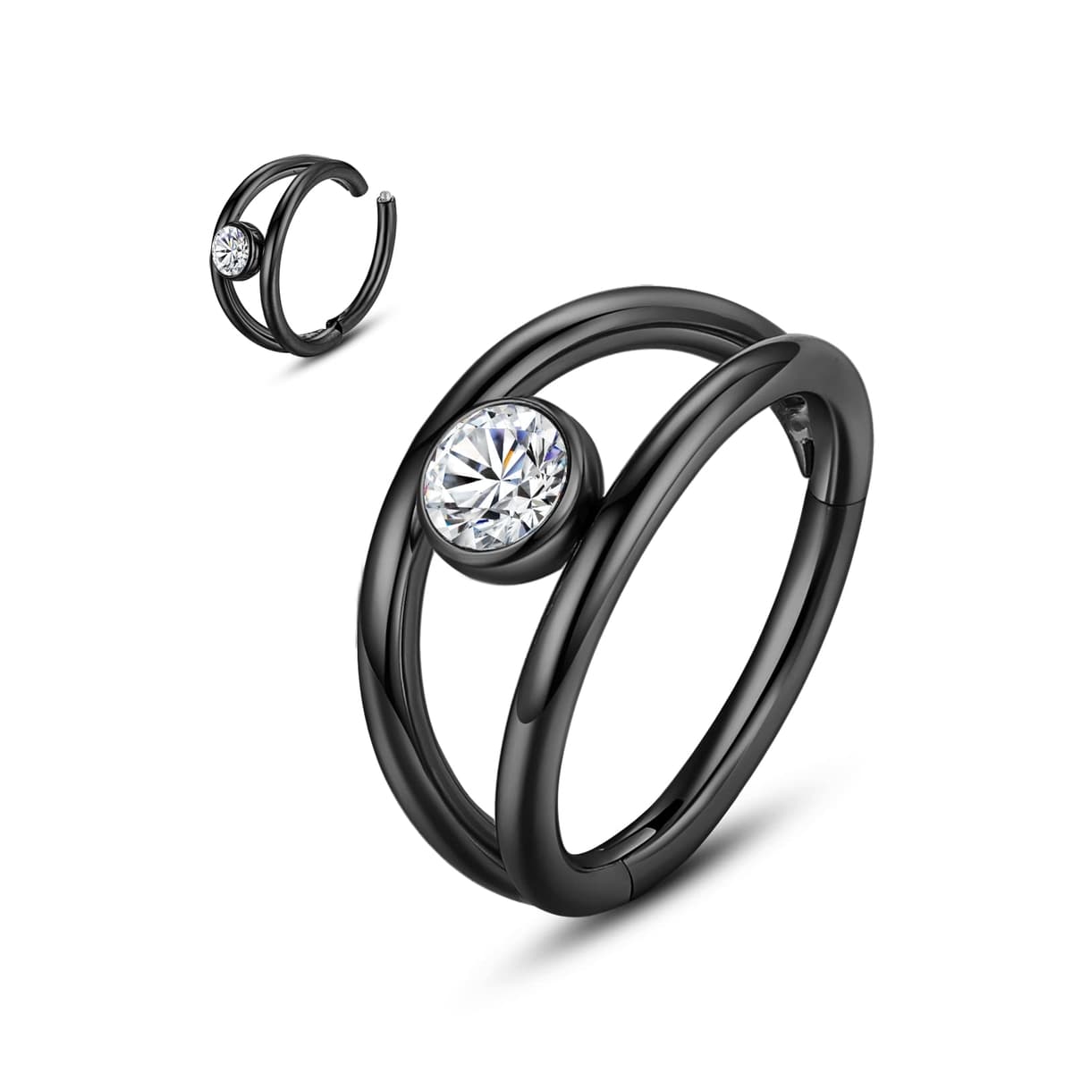 Yrogcu 20G 18G 16G 14G Single/Double Hoop Stainless-Steel Seamless-Hinged-Piercing Segment-Clicker Nose-Ring-Hoop : Diameter 6mm 8mm 10mm 12mm Cartilage Earrings — view 46