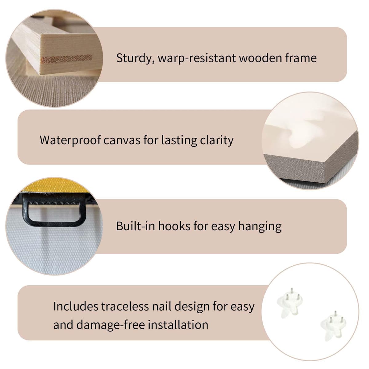 Qiukoo Set of 3 Modern Canvas Wall Art Framed Abstract Prints Waterproof Fabric with Hooks Wall Decoration Artwork Prints for Living Room Bedroom Pictures 12x16 Inch — view 7