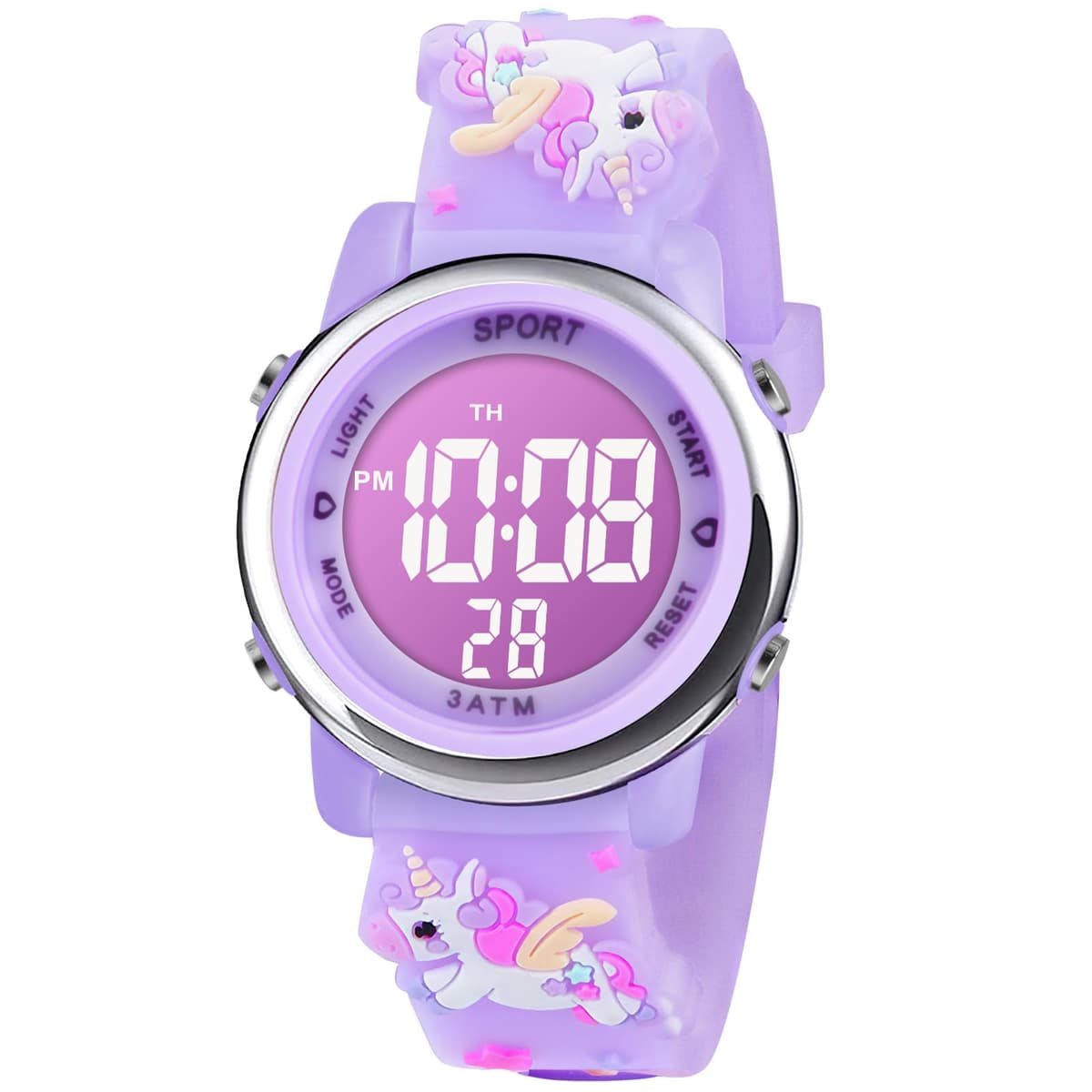 Vicloon Reloj Digital para Niños Niña, Luz Intermitente LED de 7 Colores Reloj de Pulsera Niña Multifunción, Reloj Unicornio Niña, Relojes Niñas Niños Digital para Niños de 3 a 12 años