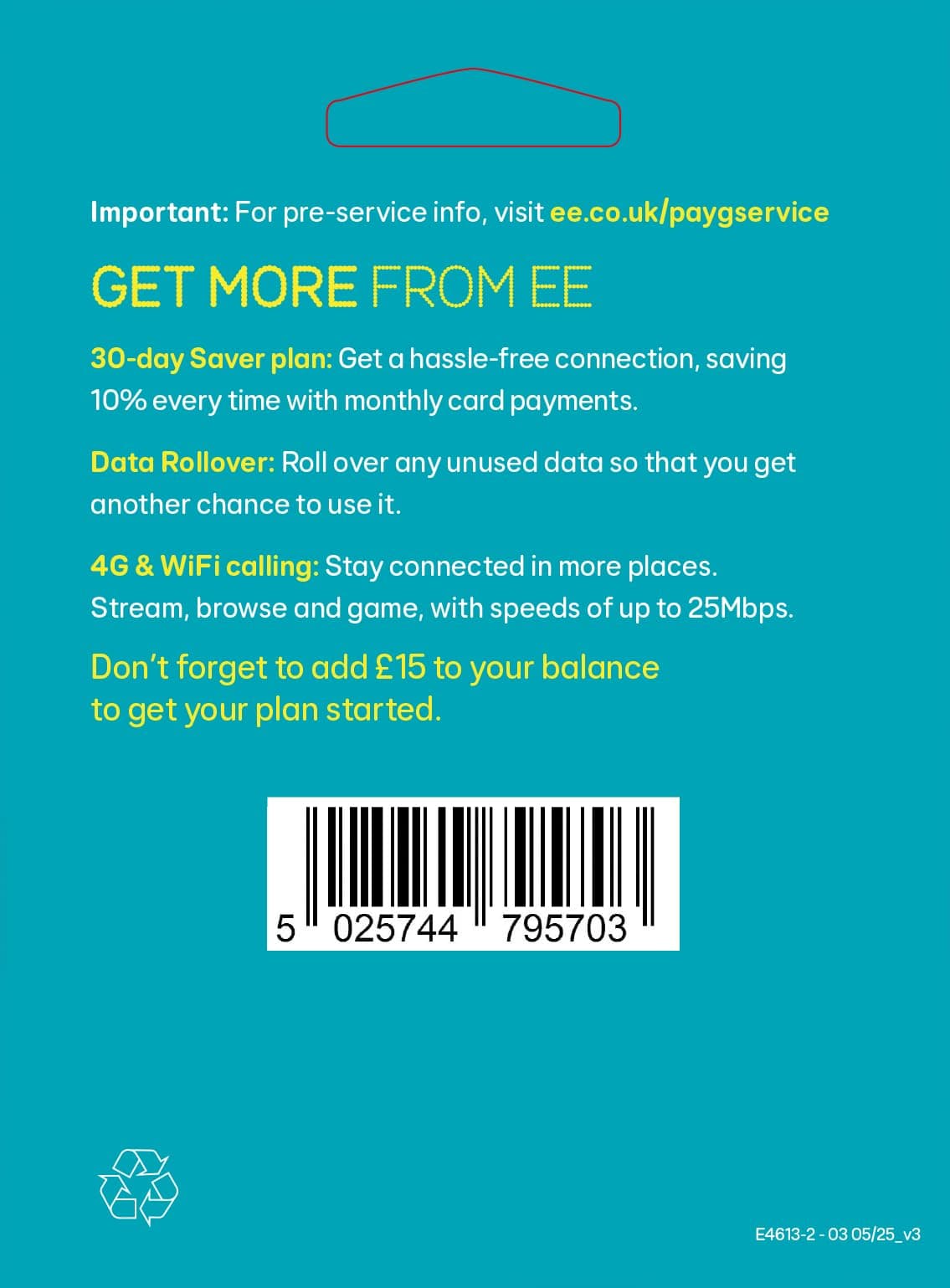 EE PAYG £10 Data Sim Includes £10 pre-paid credit, 8GB Data, 500 Minutes and Unlimited Texts (EE £10-8GB) — view 6