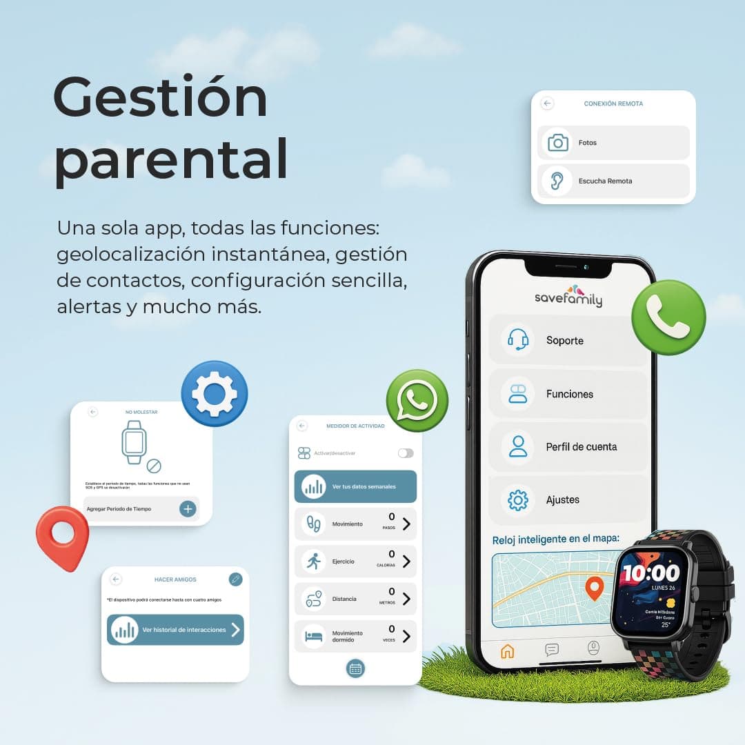 Save Family Slim 4G | Reloj Inteligente Niño con Localizador GPS, Llamada, Vídeo, Chat, Botón SOS, Cronómetro | SIM Incluida – Color Verde — view 5