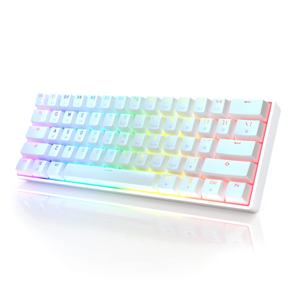 HK Gaming GK61 Mechanical Gaming Keyboard 60 Percent | 61 RGB Rainbow LED Backlit Programmable Keys | USB Wired | For Mac and Windows PC | Hotswap Gateron Mechanical Yellow Switches | Blue — view 11