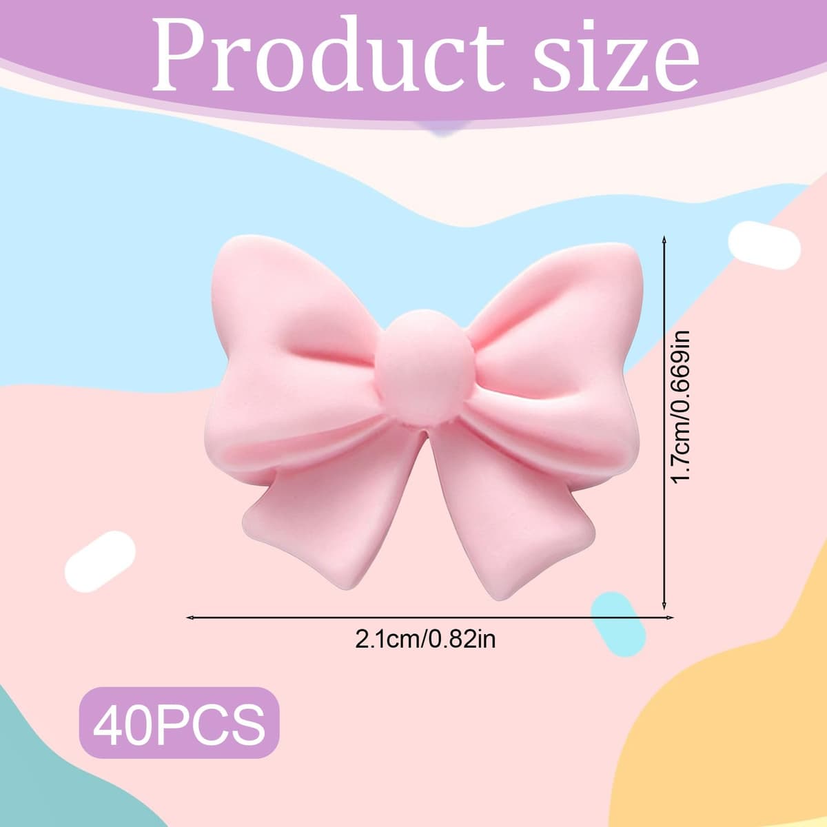 40 Pcs Pink Bow Cake Toppers, Resin Bow Cupcake Decorations for Girls Birthday, Baby Shower, Bridal Shower, Party Cake Decor — view 2