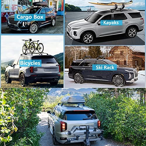 Upgraded Silent Roof Racks for 2013-2018 Hyundai Santa Fe Sport & Santa Fe XL, Anti-Theft Cross Bars for Rooftop Cargo Ski Kayak Bike Accessories — view 6