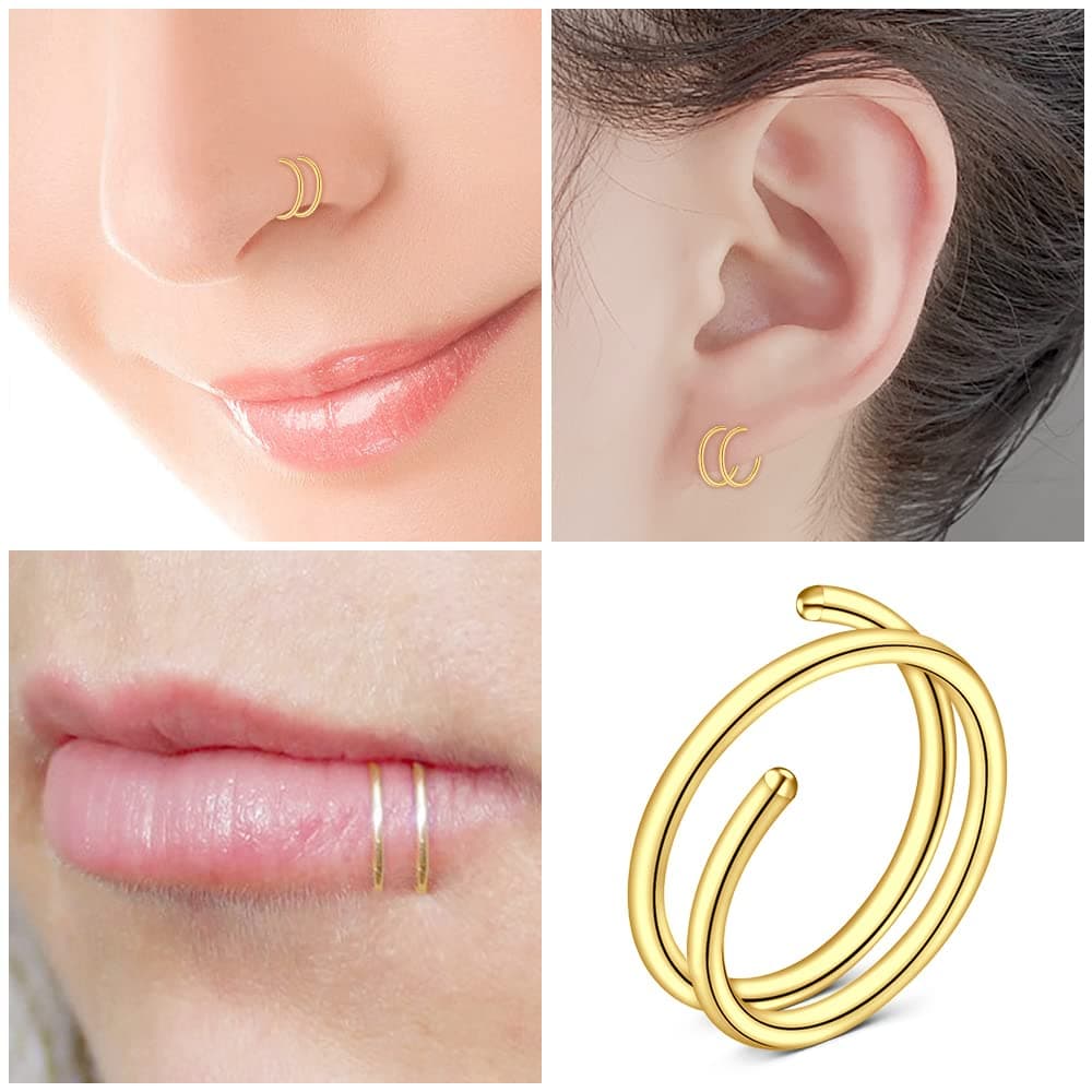 LAURITAMI Pendientes Piercing Nariz de Acero Quirúrgico Perno Curvos 20G 7 mm Tornillo Espiral L Forma Opal CZ Estilos Joyas — view 4