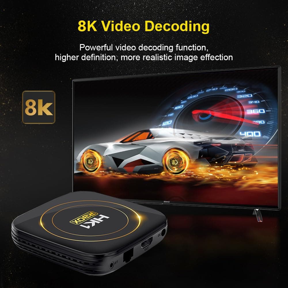 Android TV Box 12.0, HK1 TV Box 4GB RAM 32GB ROM Allwinner H618, Android Box Support 8K 3D 2.4/5.0GHz WIFI6 BT5.0,100M Ethernet HD 2.0 Smart Box TV — view 4