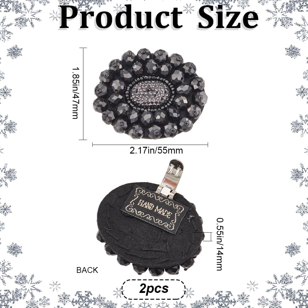 GORGECRAFT 1 Box of 2 Pieces Rhinestone Alloy Clips for Shoes Black Beads Ornaments Removable Jewelry Clip Buckles for Women Shoes Heels Bridal Bags — view 2