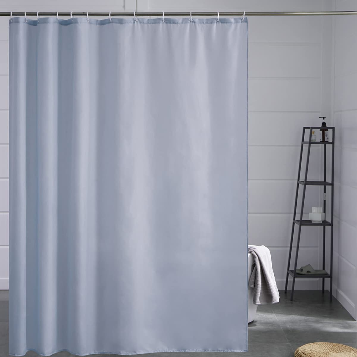 Furlinic Navy Shower Curtain Anti Mould Resistant Waterproof Bathroom Curtains Washable Polyester Fabric 90x180cm with Weight Tape for Bath Wet Room 35x72 Inch. — view 147