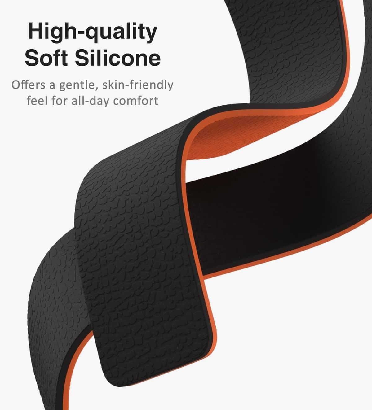 Nereides Compatible with Apple Watch Straps 46mm 45mm 44mm 49mm, Soft Magnetic Silicone Replacement Band for iWatch Series 11 10 9 8 7 6 5 4 SE SE2 SE3 Ultra 3/2/1 (Black+Orange) — view 5