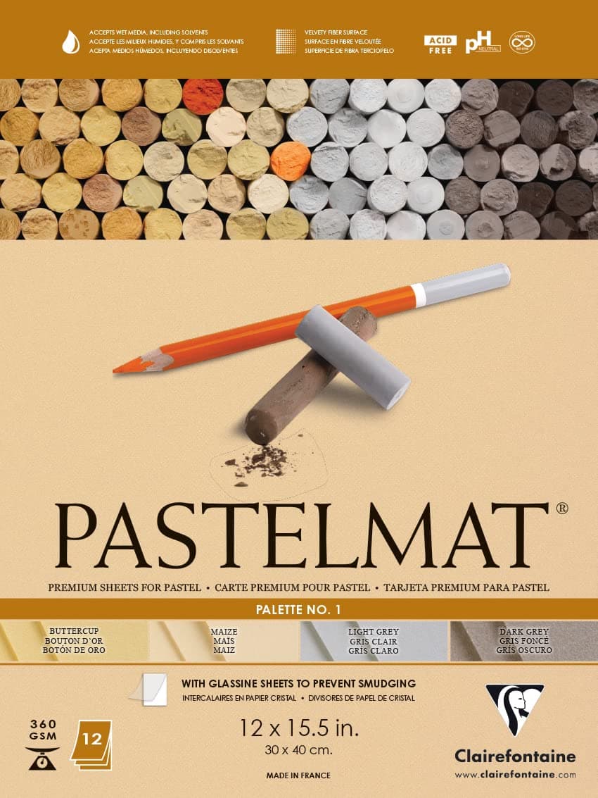 Clairefontaine Pastelmat Glued Pad - Palette No. 4 - (7 x 9 1/2 Inches) 18 x 24 cm - 360g - 12 Sheets - Dark Blue, Light Blue, Wine, Sand — view 5