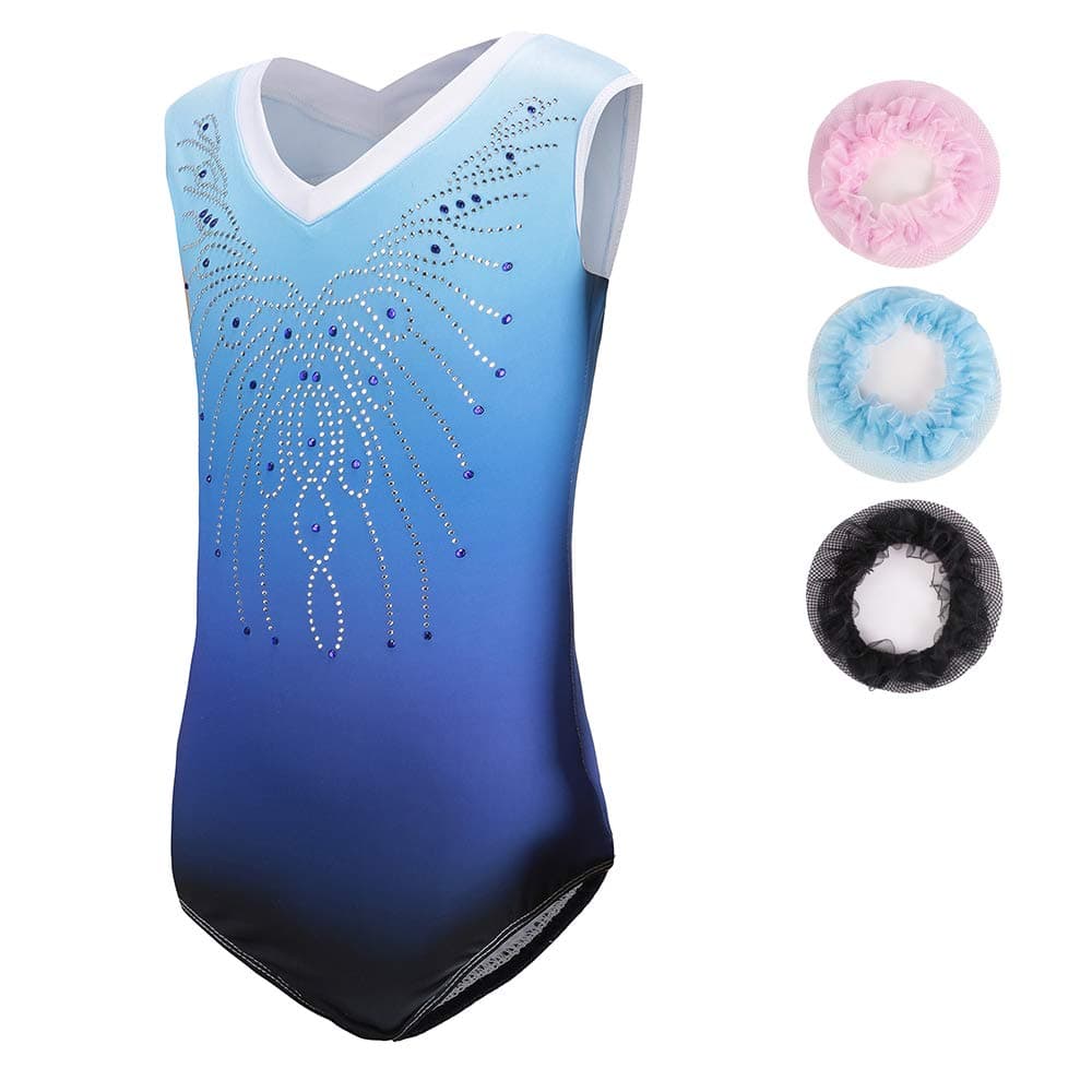 Sinoem Leotardos de gimnasia para niñas, manga larga, sin mangas, color degradado, brillante, para baile, ballet, gimnasia, atletismo, para niñas pequeñas — view 11