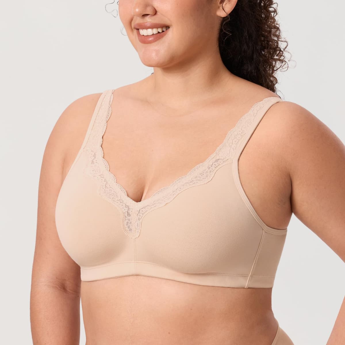 Delimira Women's Non Wired Bras Full Coverage Cotton Comfort Bra Plus Size Non Padded Soft Bras — view 3