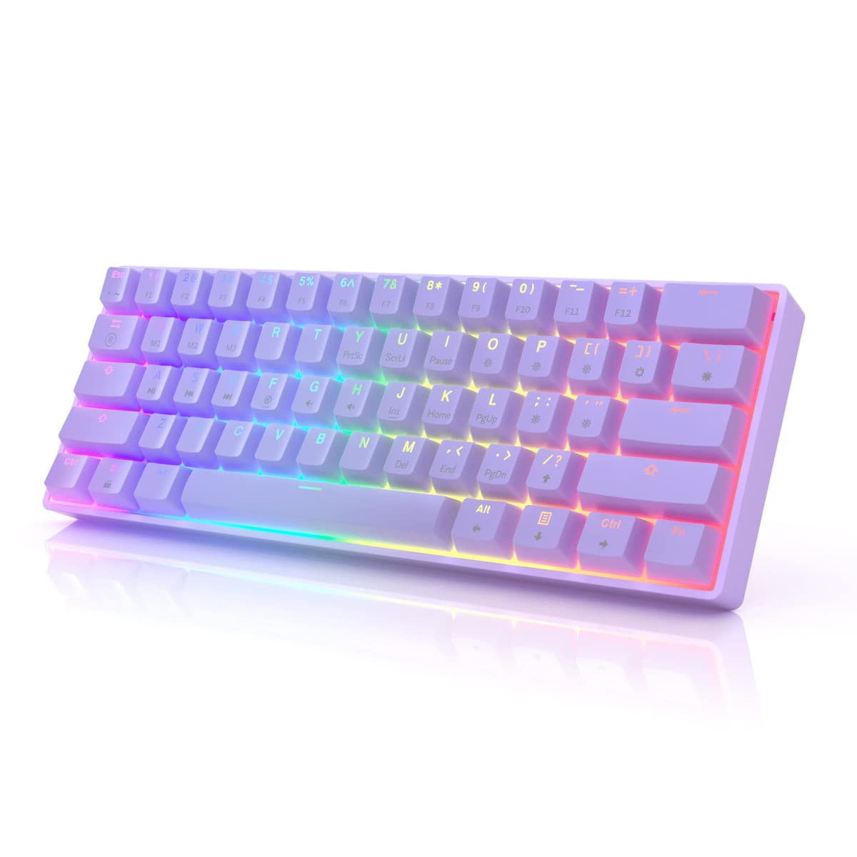 HK Gaming GK61 Mechanical Gaming Keyboard 60 Percent | 61 RGB Rainbow LED Backlit Programmable Keys | USB Wired | For Mac and Windows PC | Hotswap Gateron Mechanical Yellow Switches | Blue — view 7