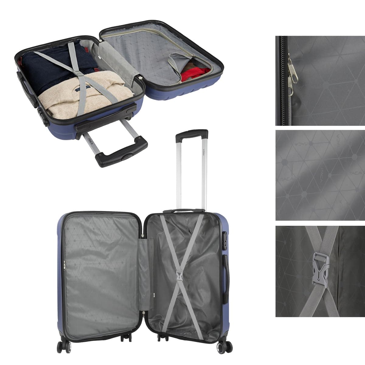 ITACA - Maleta Mediana con 4 Ruedas Giratorias para Viajes Largos Tipo Trolley Ideal como Maletas de Viaje Grandes 23 Kilos y Maleta Viaje Mediana Resistentes, Azul Vaquero — view 4