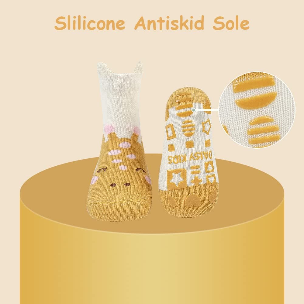 Vicloon Calcetines de Algodón Antideslizantes,5 Pares de Calcetines de Bebé,Calcetines Antideslizantes para Bebés,Calcetines Deportivos Antideslizantes Bebé — view 5