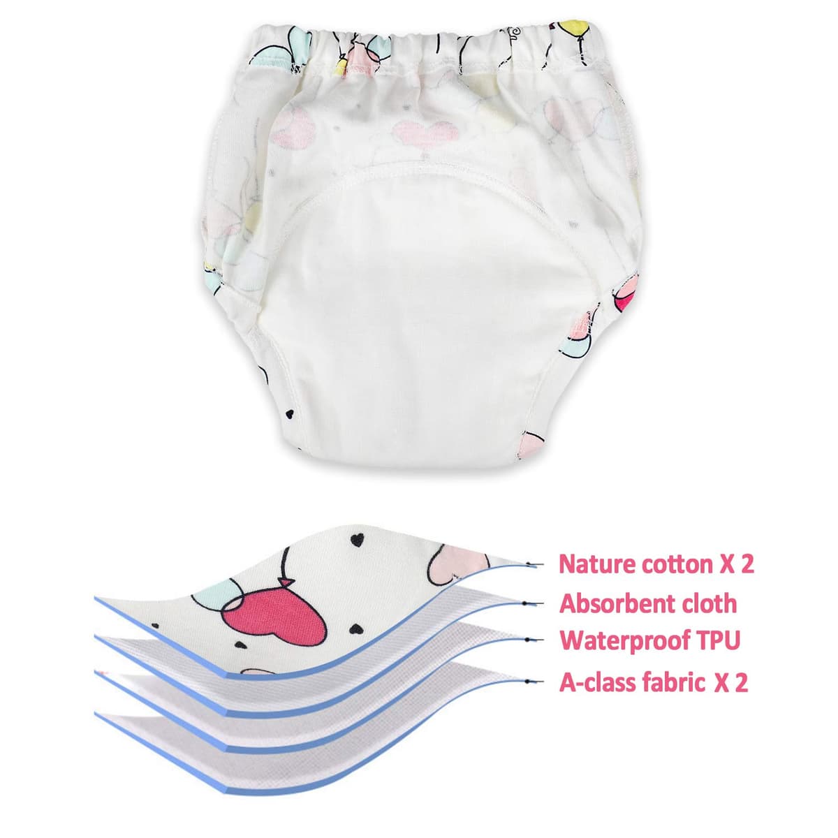 FLYISH DIRECT Baby Training Pants Potty Training Pants Toddler Potty Training Underwear for Toilet Training Underwear, 6 Packs, Age 2, Pink — view 3