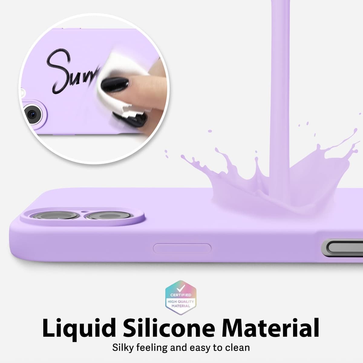 oakxco for iPhone 17 Pro Max Phone Case Liquid Silicone, Cute Thin Slim Grip Soft Rubber Gel for Women Men, Smooth Matte TPU Plain Solid Color Girly Simple Case with Camera Cover, Light Pink — view 1374