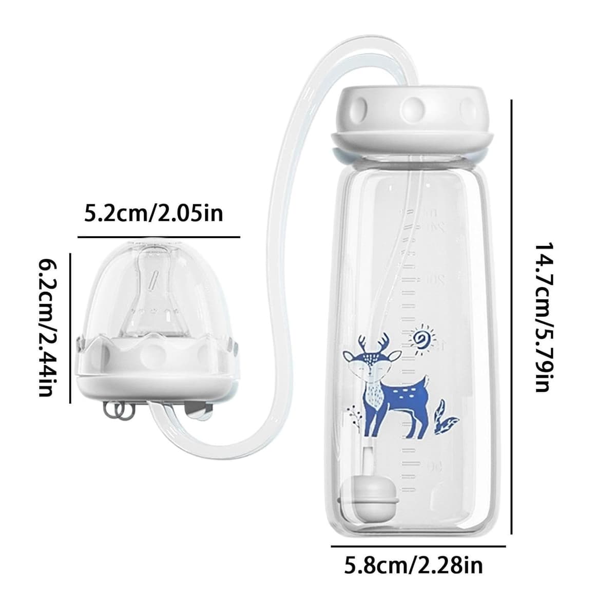 Anti-Colic Feeding Bottle, 240ml Hands Free Feeder Nursing Cup, Adjustable Fast-Flow Milk Bottle Feeding System for Both Male and Female Kids, Easy to Hold — view 2