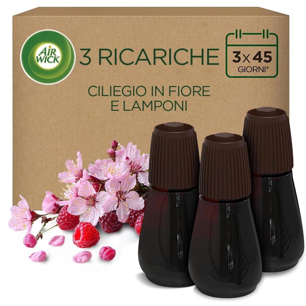 Air Wick Essential Mist 3 Pack Cherry Blossom Raspberry Scented Essential Oil Diffuser Refills Infused with 2X More Essential Oils