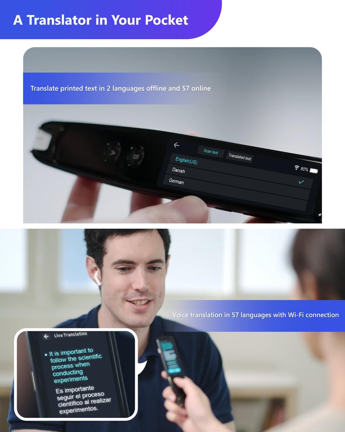 PenPower WorldPenScan Go Digital Highlighter, Reading Pen and Multilingual Language Portable Translator. Speech/Scan-to-Text, Speech/Scan to translate All in one — view 4