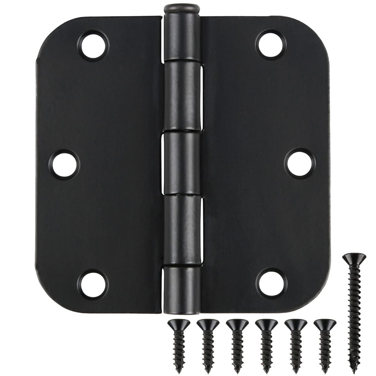 1 Pack Ball Bearing Door Hinges Matte Black 3.5 Inch 5/8" Radius Round Anti Squeak Interior 3-1/2"Flat Iron Bifold Standard Office Bedroom Indoor for Doors 3 ½" Hardware Home House Decor Accessories — view 11