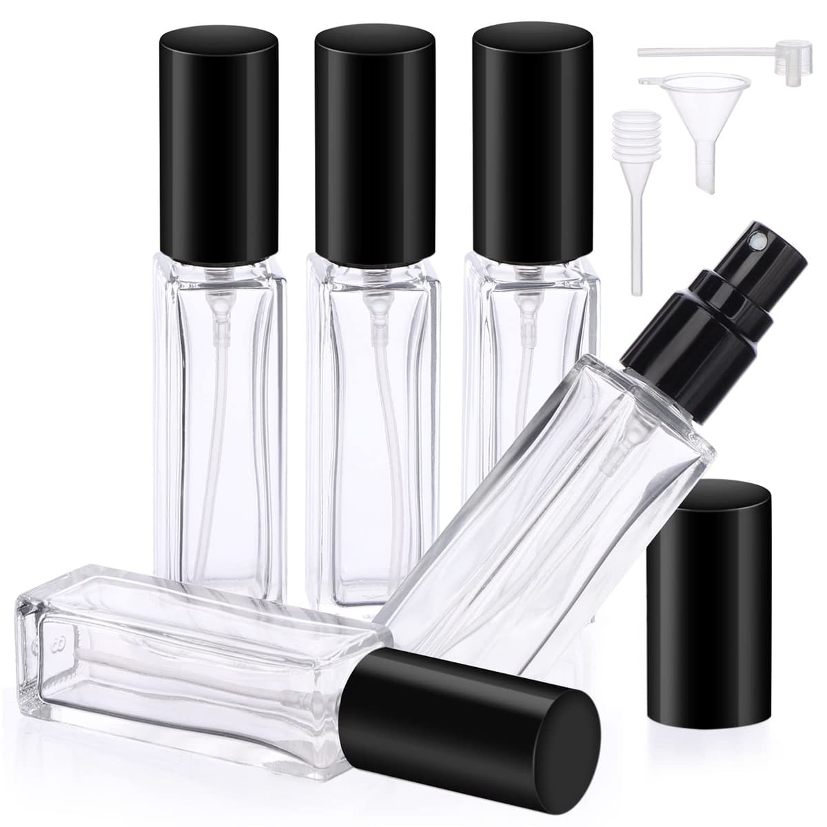 Segbeauty Atomizador Perfume Recargable, Pulverizador Colonia 10ml, 5 Piezas Pulverizador Pequeño Perfume, recargable y Portátil, Vidrio, para Viaje Hombres y Mujeres (Transparente)