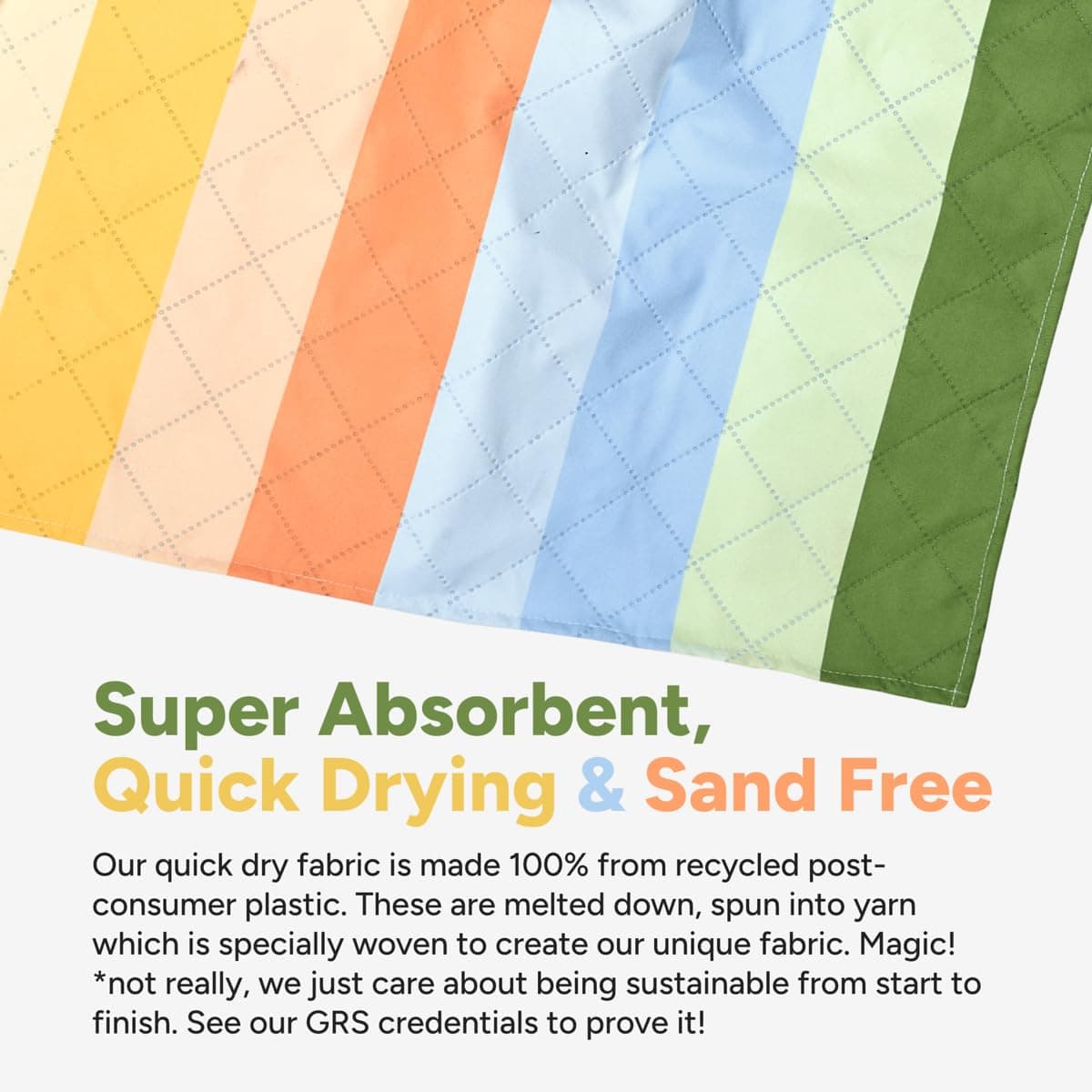 Dock & Bay Picnic Blanket - Quick Dry & Water Resistant - 100% Recycled Materials - Large (170x170cm) - Candy Stripes — view 3
