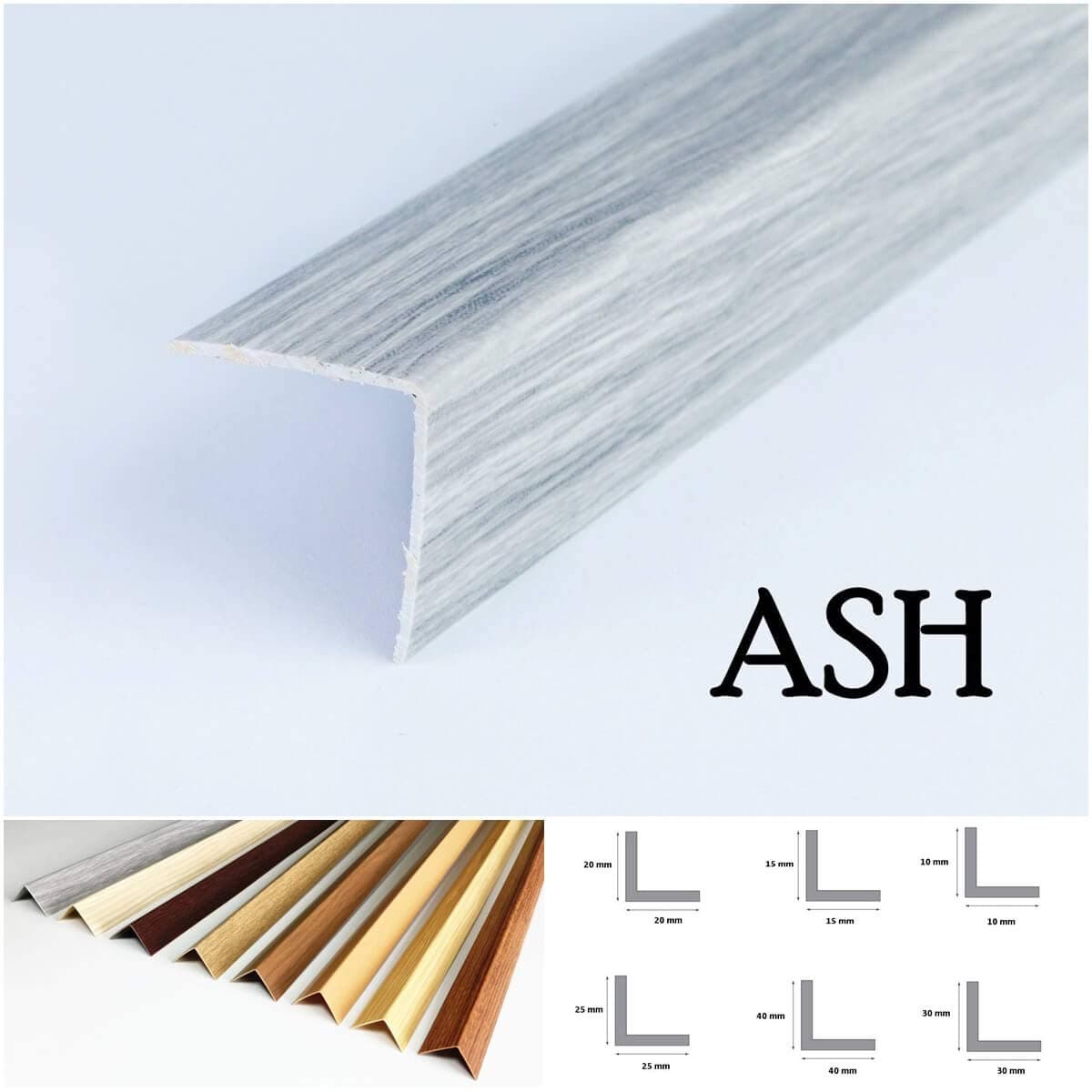 Wood Effect Plastic PVC Corner 90 Degree 2.5 Meters Angle Trim Wall Edge Protector Various Sizes by TMW Profiles (20mm x 20mm x 2.5M, Ash Tree) — view 3
