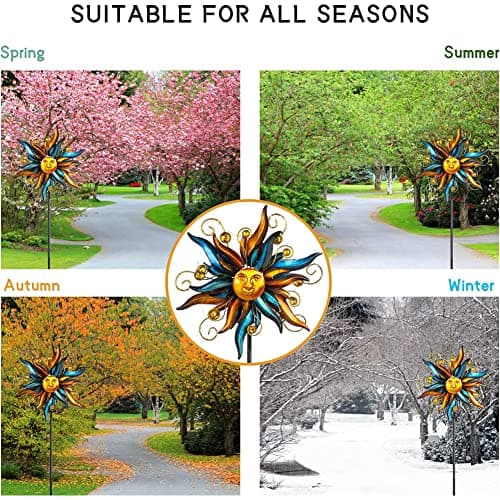 VEWOGARDEN Garden Solar Wind Spinner, Sun Outdoor Metal Wind Sculpture Yard Art Decor for Patio, Lawn & Garden — view 3