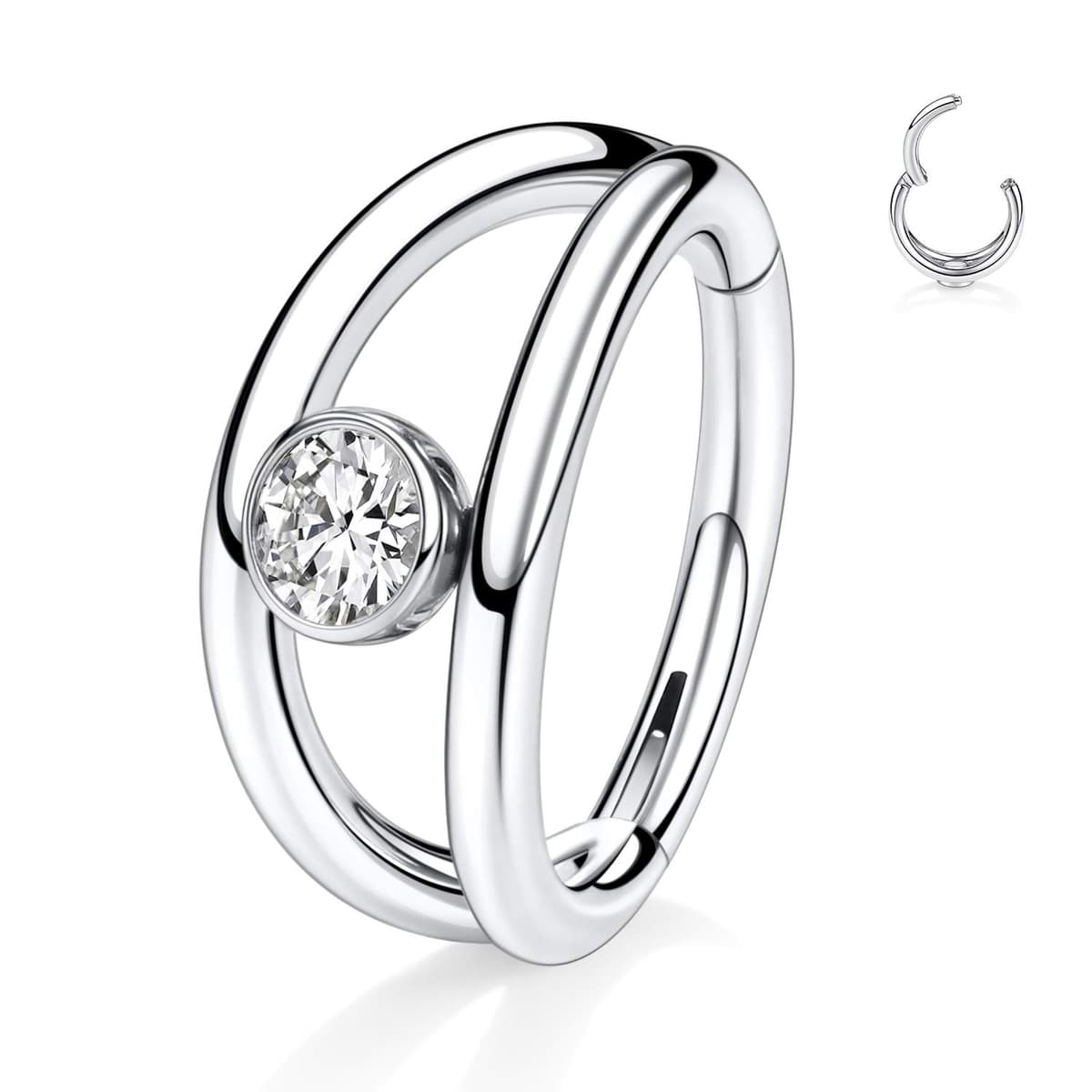 hengkaixuan Triple Double Nose Hoop Ring Sleeper Hoop Earring Helix Rook Conch Cartilage Daith Tragus Earrings Septum Ring Lobe Nose Piercing Jewellery for Women — view 34