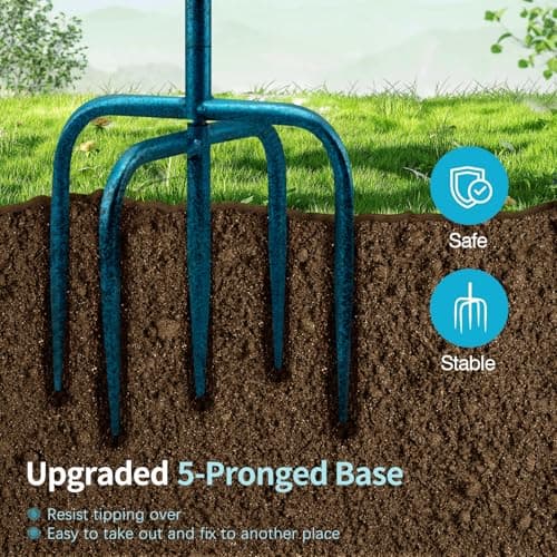 Daoeny 35In Metal Bird Bath for Outside, Vintage Freestanding Birdbaths & Birdfeeder, Bird Baths Feeder Bowl for Outdoors Garden Patio Yard Lawn Decor, Upgraded 5-Pronged Base (Blue) — view 2