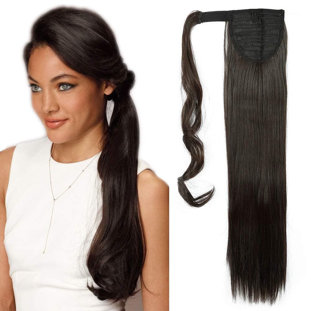17"(43cm) SEGO Ponytail Long Synthetic Hair Looks Natural [Red Brown/Orange] Clip in Hair Extensions Curly Tail Ponytail Extension (90g) — view 33
