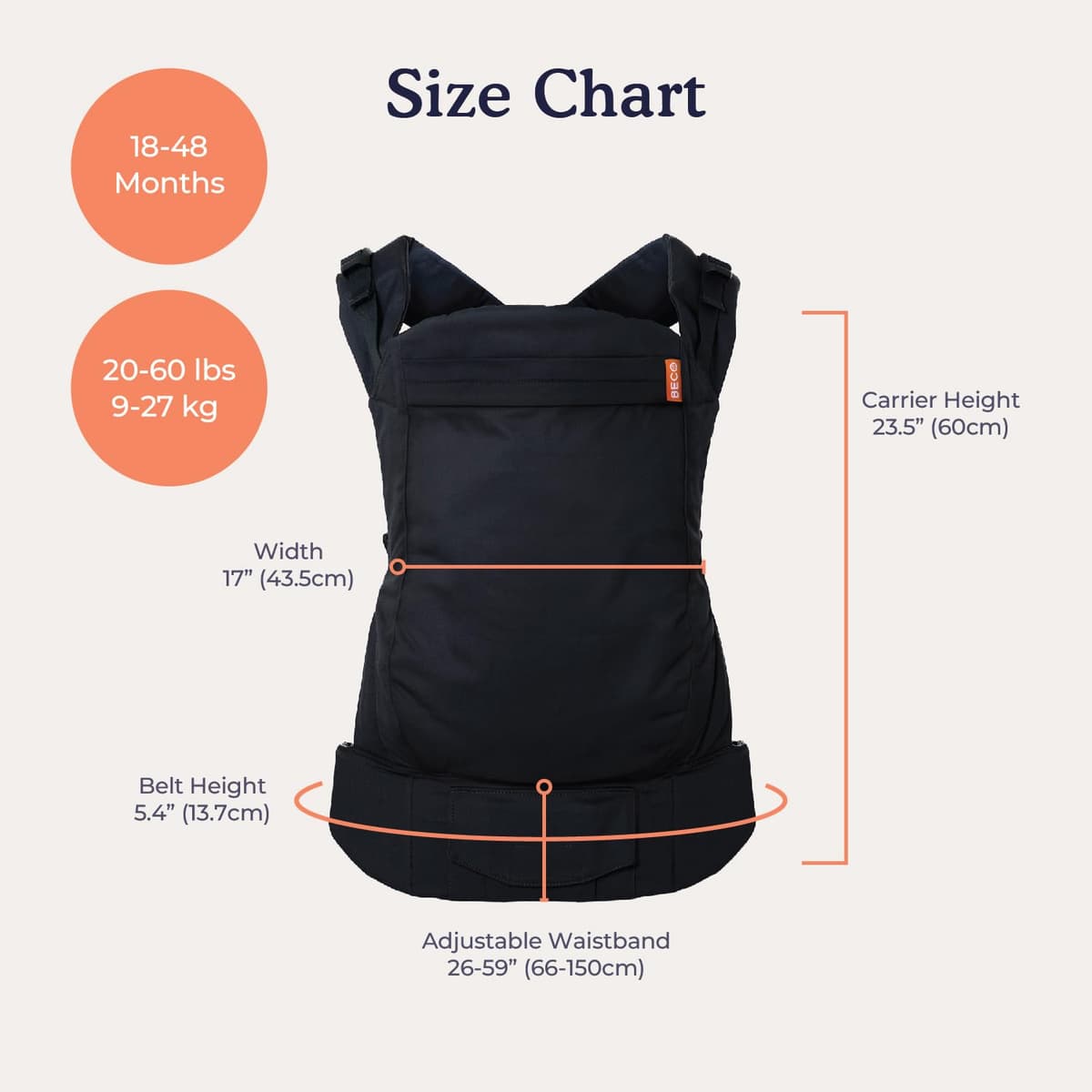 Beco Toddler Carrier with Extra Wide Seat, 100% Cotton - Front-Carry & Backpack Style - Lightweight & Ergonomic Sling Carrier for Children (24-48 Months) - Grey — view 5