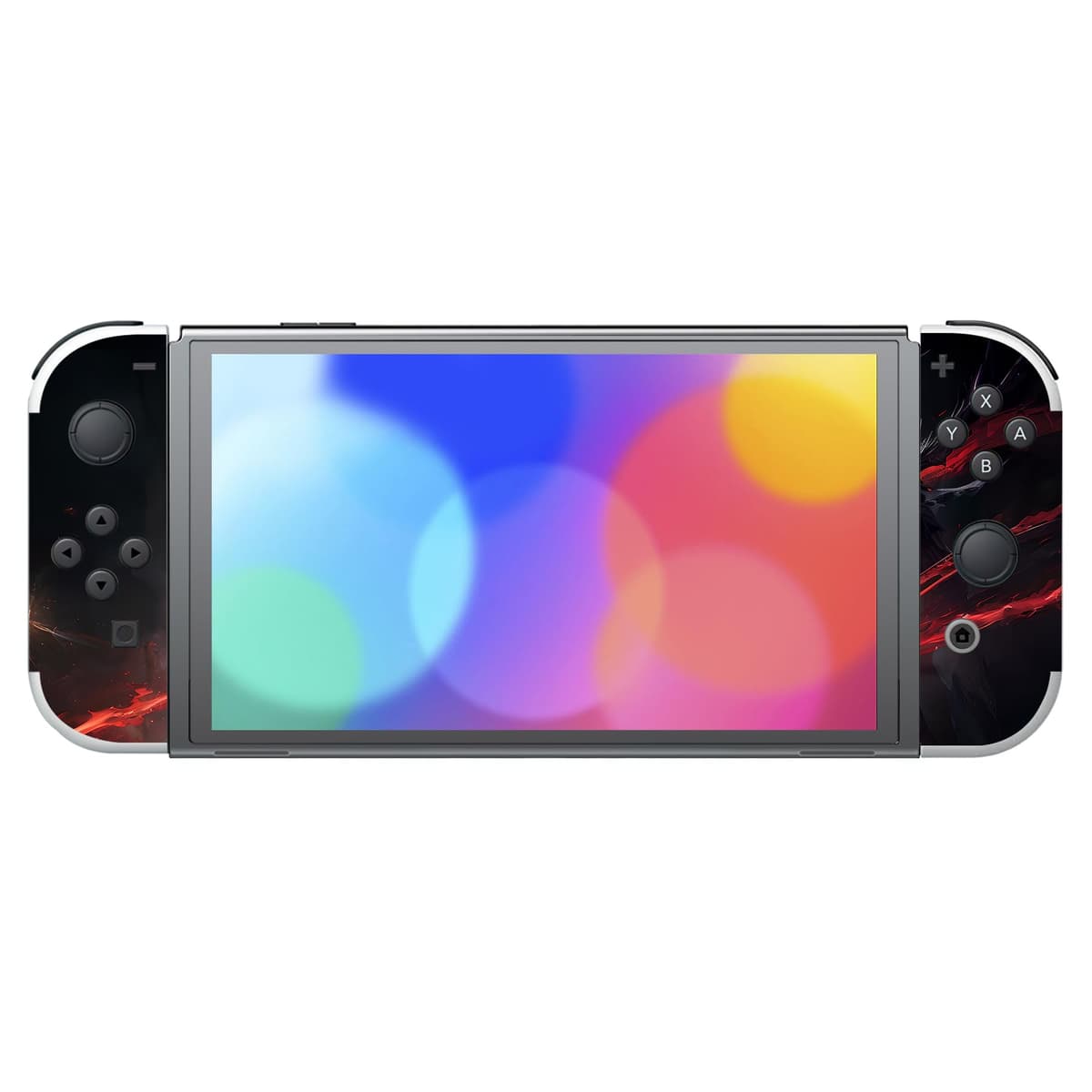 playvital Full Set Protective Stickers for Nintendo Switch OLED Model, Customized Vinyl Decal Skins for Switch OLED Console & Joycon & Dock & Grip - Abyss Knight — view 4