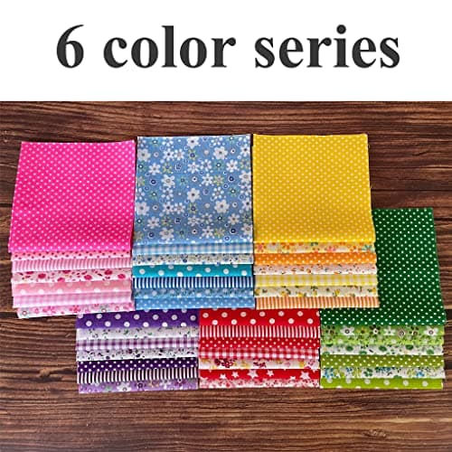 Jukway 42PCS Cotton Fabric Bundles, 10"x10" Cotton Fabric Patchwork Squares Floral Patterns Printed Arts Craft DIY Cloths for Sewing Quilting Decoration, Scrapbooking, Handwork (25x25 cm - 42PCS)