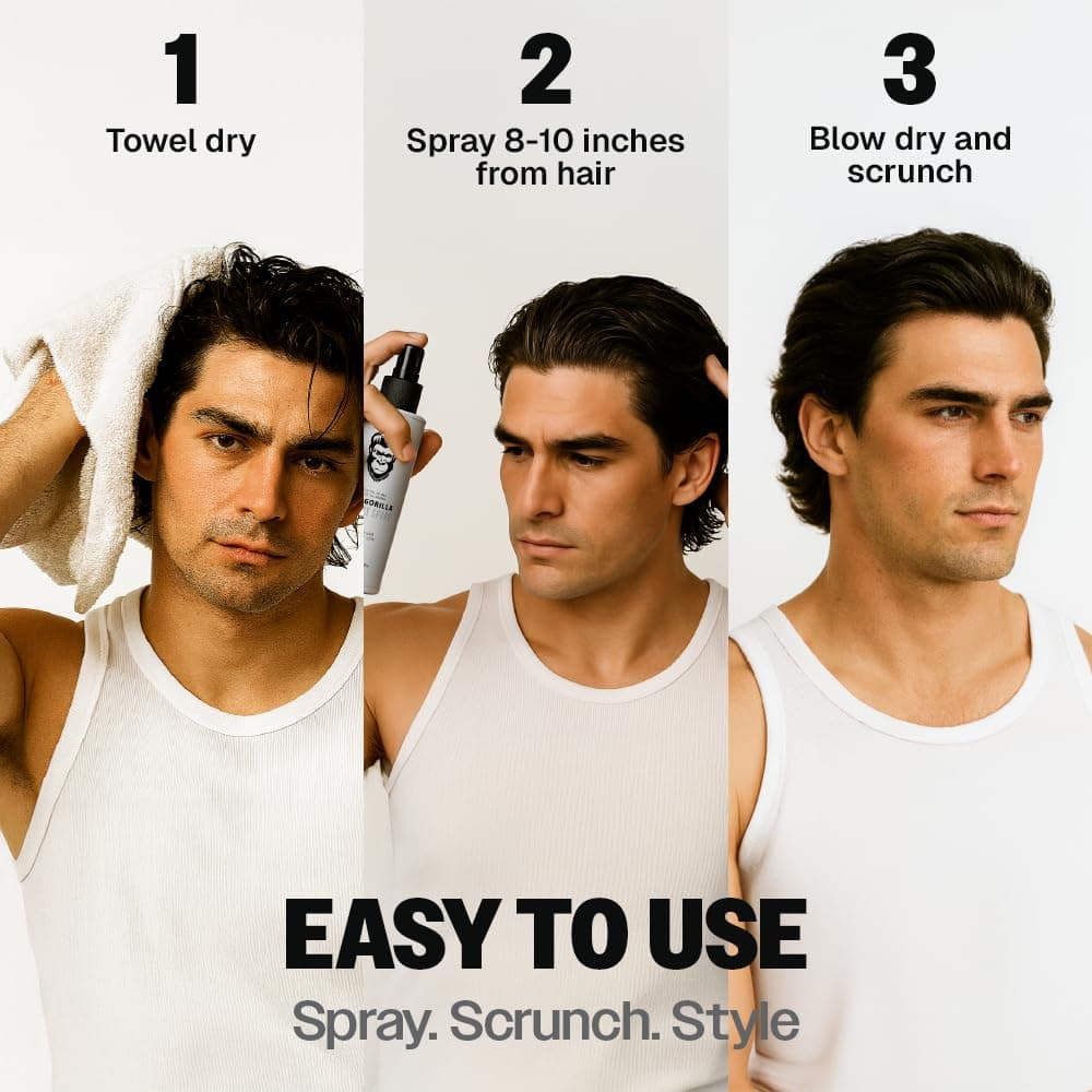 Slick Gorilla Sea Salt Spray for Men 200ml (6.76 fl oz) | Texturizing Sea Salt Hair Spray | Lightweight Volume Mist | Matte Finish | Natural Texture | Flexible Hold — view 4