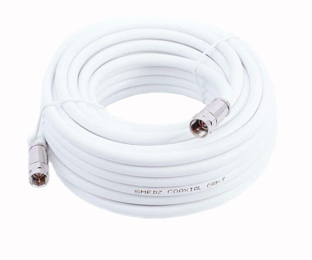Smedz 5 m RG6 Satellite TV Coax Cable Extension Kit with Fitted Compression F Connectors for Sky HD, Freesat & Virgin - White YCAB02H/1