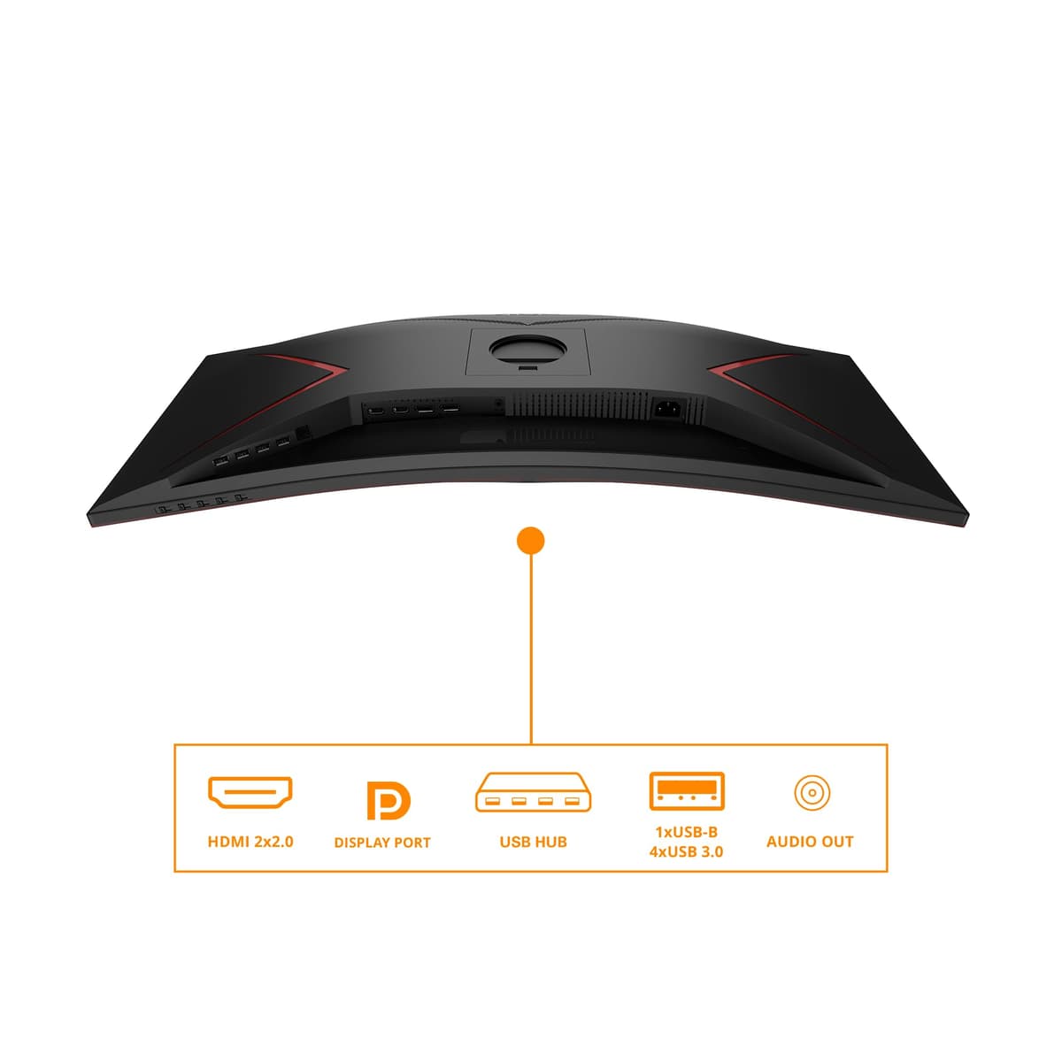 AOC CU34G2XPD/BK 34 inch UW-QHD Gaming Monitor Curved, 180Hz, Fast VA Panel, 1ms MPRT, Adaptive Sync, HDR400, FreeSync Premium, (3440x1440 HDMI 2x 2.0 DP 2x 1.4 USB Hub) Black/Red — view 4