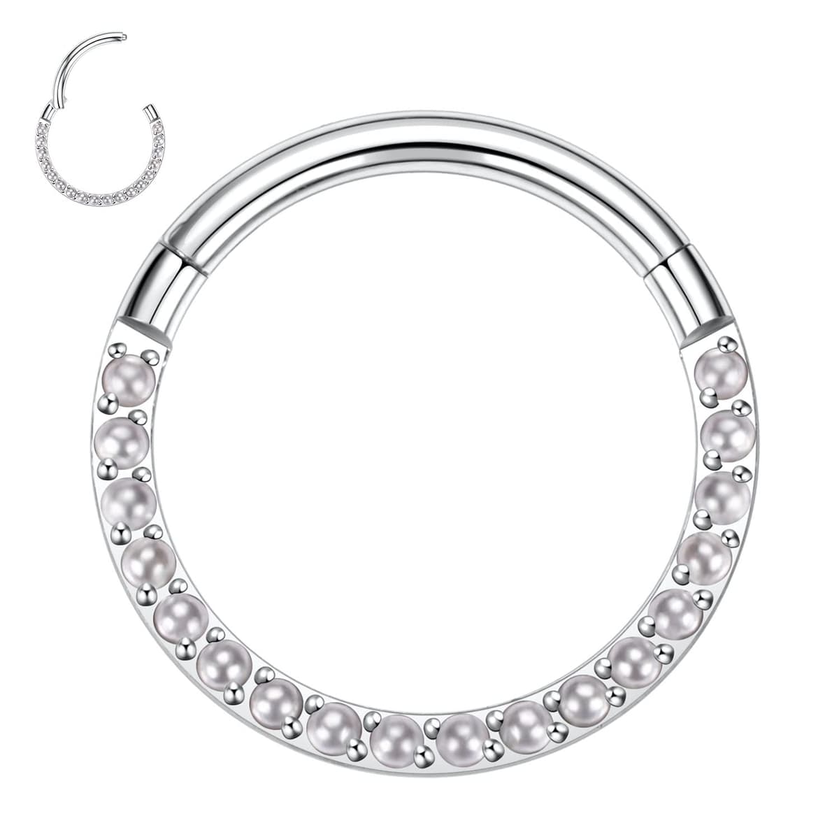 hengkaixuan CZ Opal Septum Jewellery Daith Ring Conch Hoop Seamless Clicker Ring Surgical Steel Rook Tragus Conch Piercing Jewellery Small Hoop Earring Nose Hoop Ring — view 12