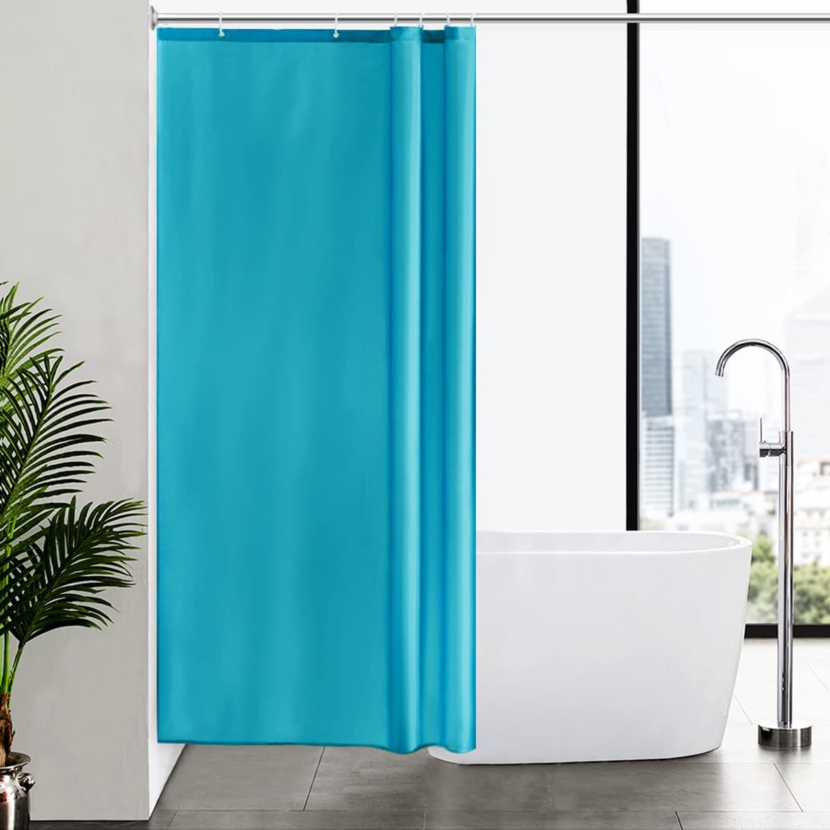 Furlinic Cortina Ducha 200x200cm Antimoho Impermeable Lavable Blanco Tela Poliéster Grandes Cortinas de Baño con 12 Aros de Cortina Ducha. — view 13