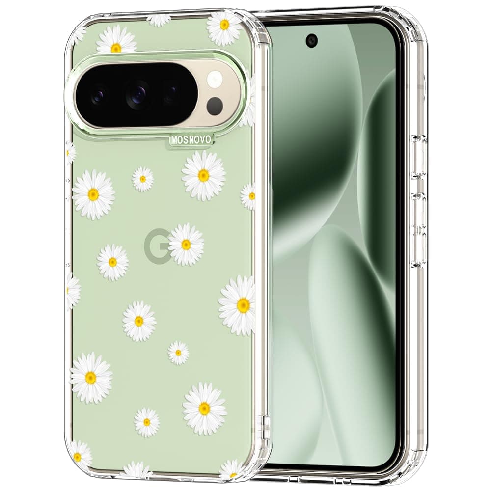 MOSNOVO Case for Google Pixel 9 & Pixel 9 Pro, [Buffertech 6.6ft Military-Grade Drop Protection] [Anti Peel Off Tech] Clear TPU Bumper Phone Case Cover Design - Eucalyptus — view 24