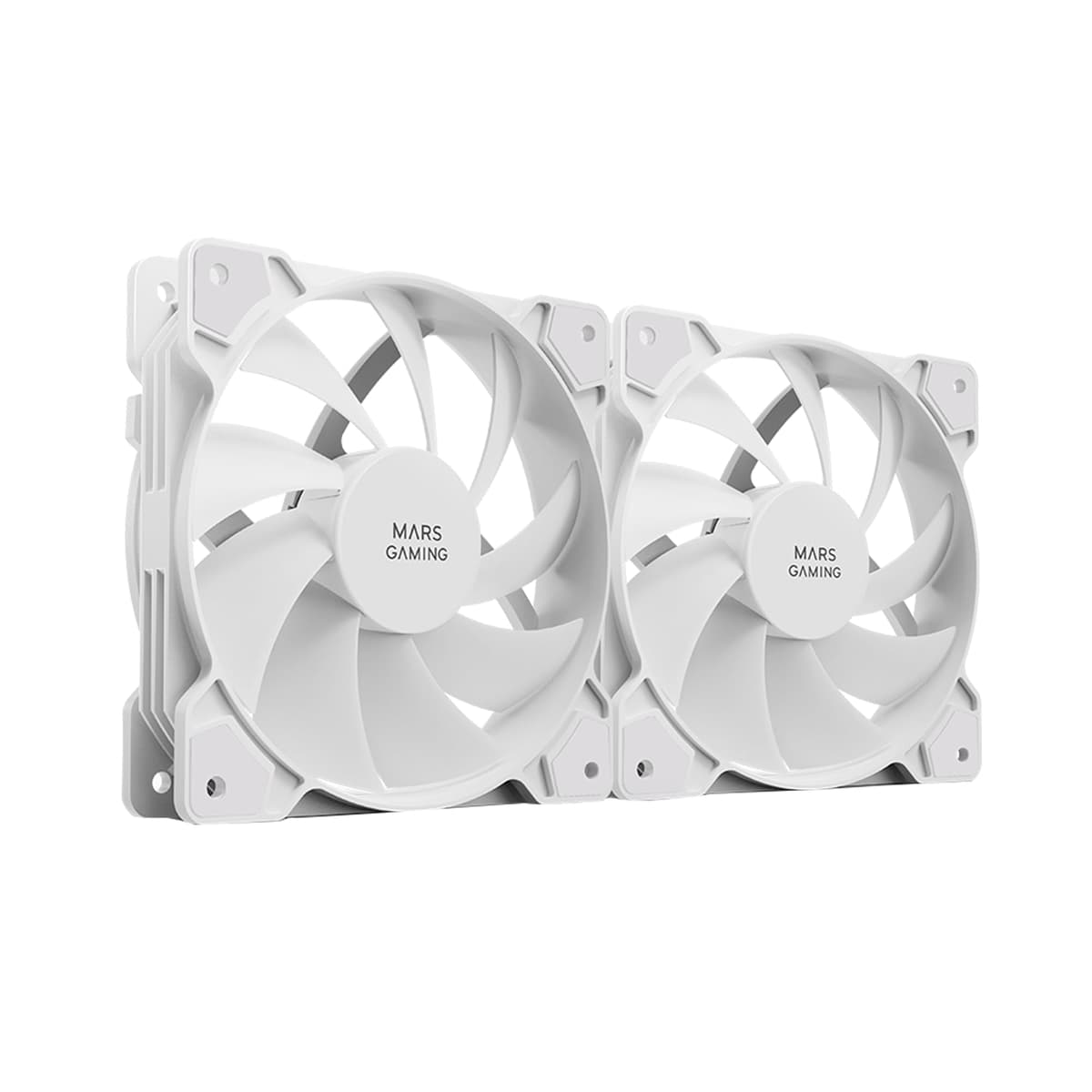Mars Gaming MF-PWMX2, Kit 2 Ventiladores 120mm, Ultra silenciosos FDB 12dB, Sistema Anti-vibraciones, Sistema PWM, Blanco
