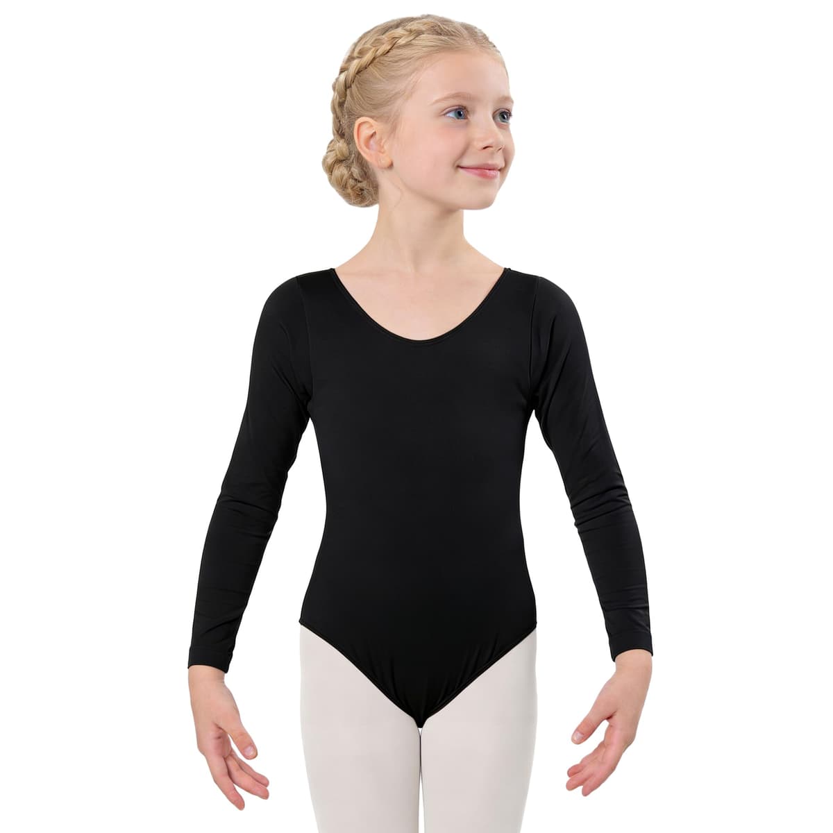 Wildarms Leotardo de Danza para Niña, Body Ballet de Manga Larga con Cuello Redondo, Maillot Gimnasia