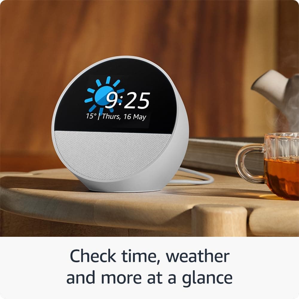 Echo Spot (newest gen), Smart alarm clock with vibrant sound, Black, with Alexa+ Early Access — view 3