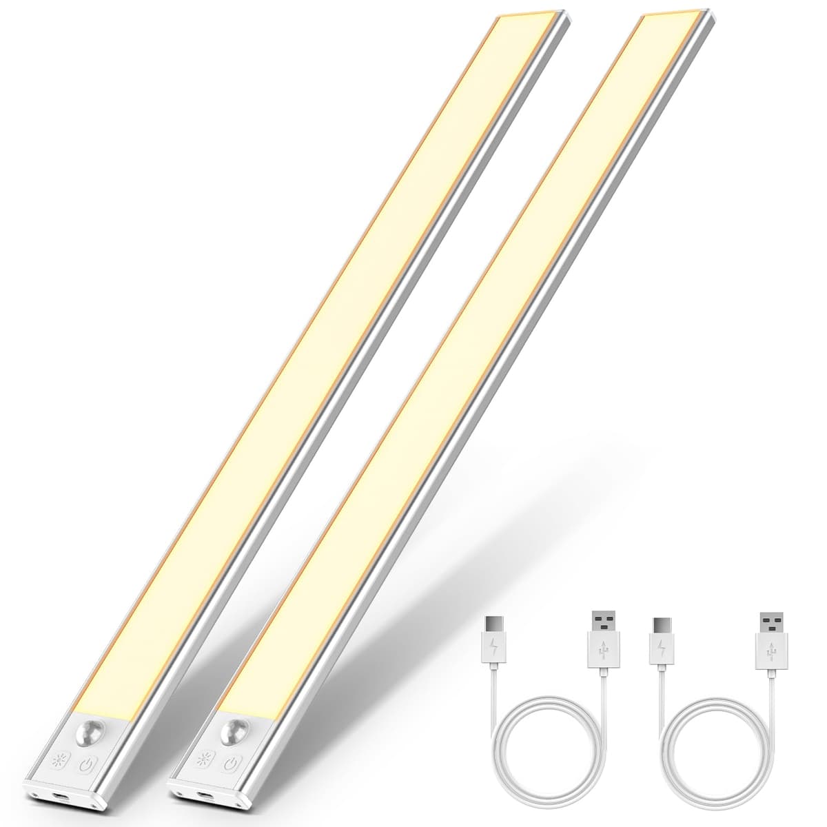 OUILA Under Cabinet Kitchen Lights, 64 LED [2 Pack] 3 Color Stepless Dimming Motion Sensor Lights Indoor, 1000mAh USB-C Rechargeable LED Lights for Cupboard, Kitchen — view 15