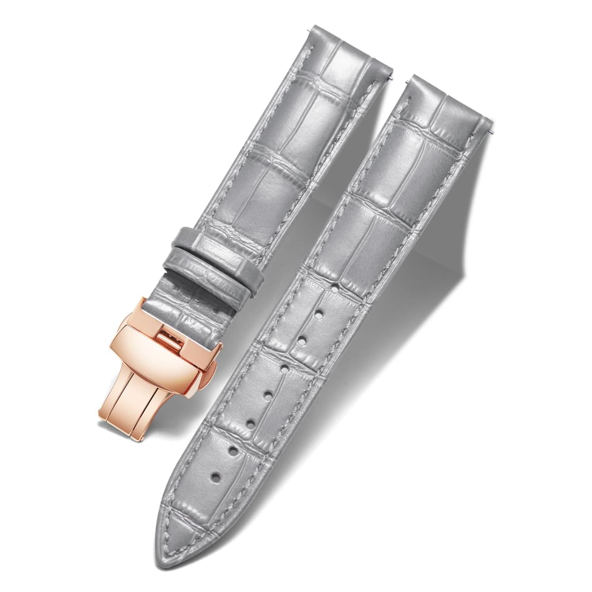BINLUN Correa de Reloj de Cuero Correa de Piel Repuesto para Hombres/Mujeres con Hebilla de Despliegue Mariposa Plata/Oro/Oro Rosa 12mm-24mm 10 Colores — view 9
