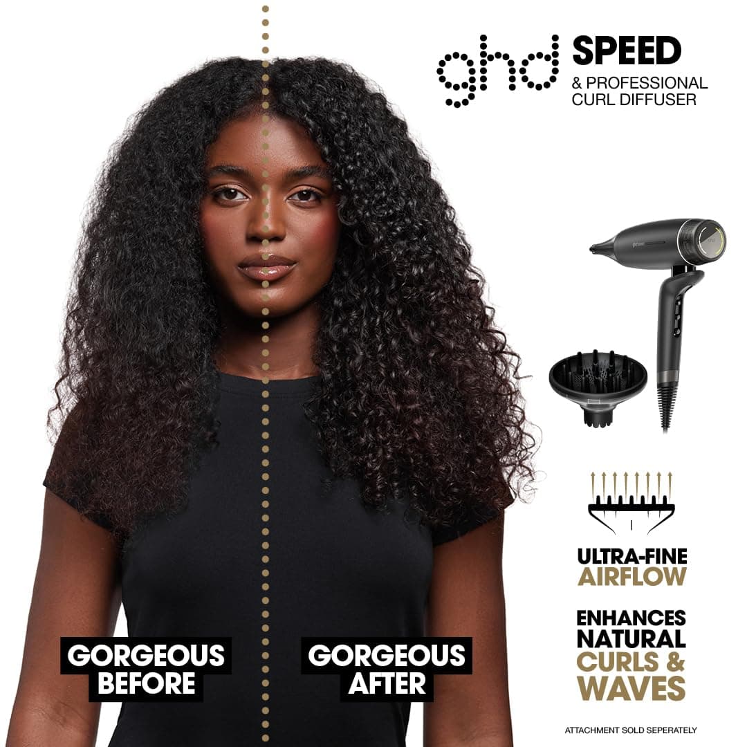 ghd Speed Hair Dryer Concentrator Nozzle Diffuser- Professional Precision Styling, 66mm in Black, Strong Magnetic Connection, Cool-to-Touch, Enhanced Shine and Shape - for All Hair Types — view 2